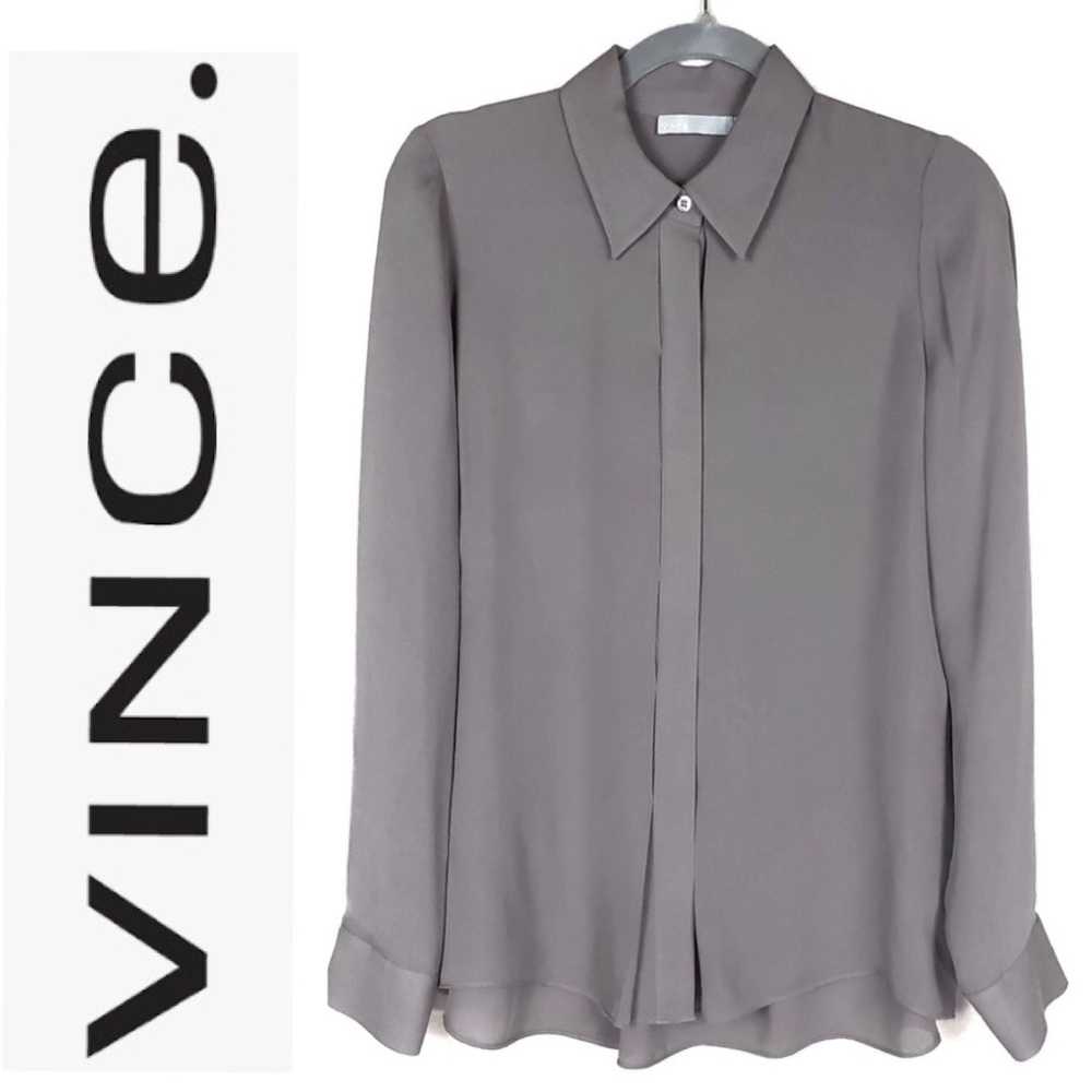 Vince. Collared Concealed Placket Button Up Shirt - image 1